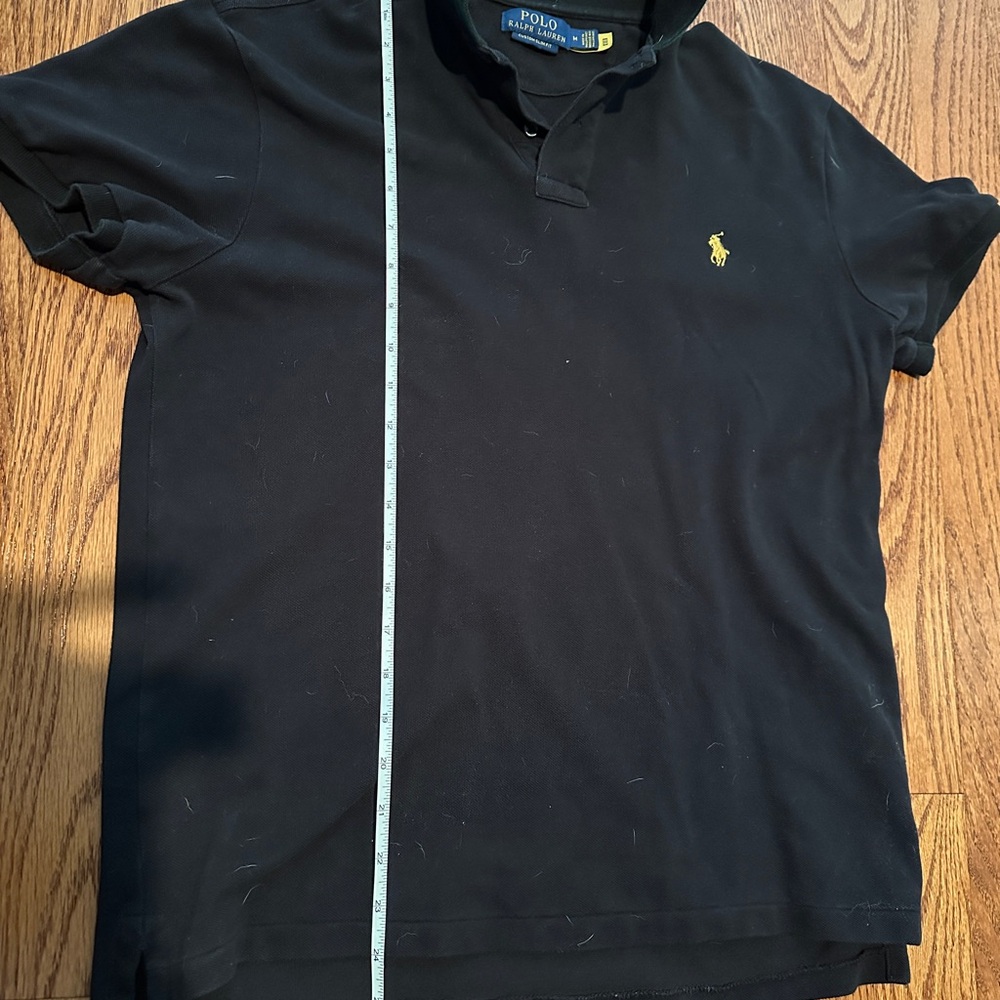 Ralph Lauren Men's Black Polo Shirt Gold Logo - custom slim fit